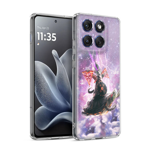 Random Galaxy Space Pizza Ride Lazer Cat Riding Turtle Soft Gel Case for Motorola Edge 70