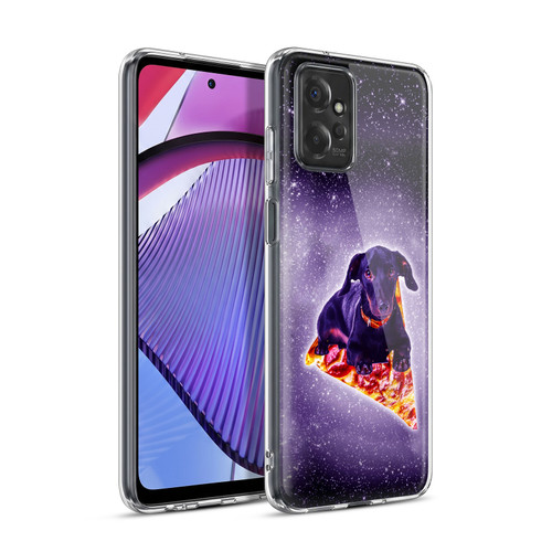 Random Galaxy Space Pizza Ride Purple Galaxy Black Dog Soft Gel Case for Motorola Moto G Power (2023)