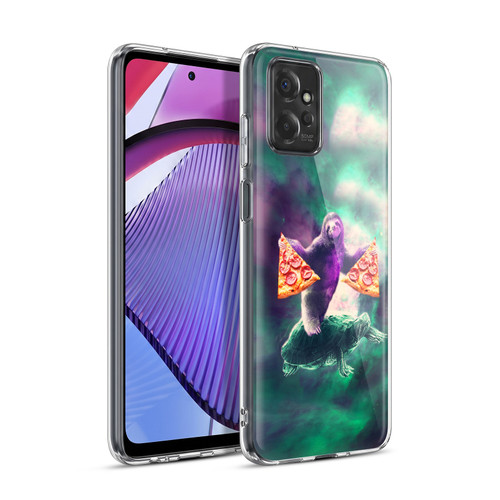 Random Galaxy Space Pizza Ride Sloth Riding Turtle Soft Gel Case for Motorola Moto G Power (2023)