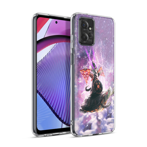 Random Galaxy Space Pizza Ride Lazer Cat Riding Turtle Soft Gel Case for Motorola Moto G Power (2023)