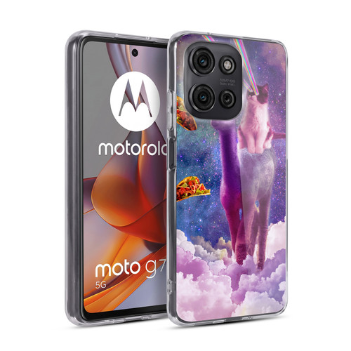 Random Galaxy Space Pizza Ride Lazer Cat Riding Llama Soft Gel Case for Motorola Moto G75