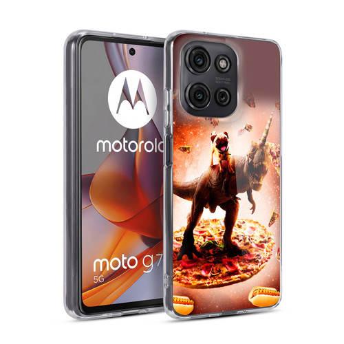 Random Galaxy Space Pizza Ride Pug & Dinosaur Unicorn Soft Gel Case for Motorola Moto G75