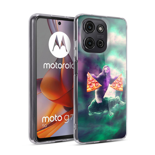 Random Galaxy Space Pizza Ride Sloth Riding Turtle Soft Gel Case for Motorola Moto G75