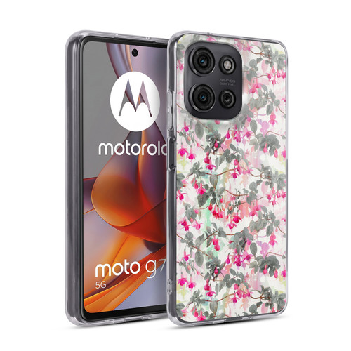 Micklyn Le Feuvre Florals 2 Rainbow Fuchsia Floral Pattern Soft Gel Case for Motorola Moto G75