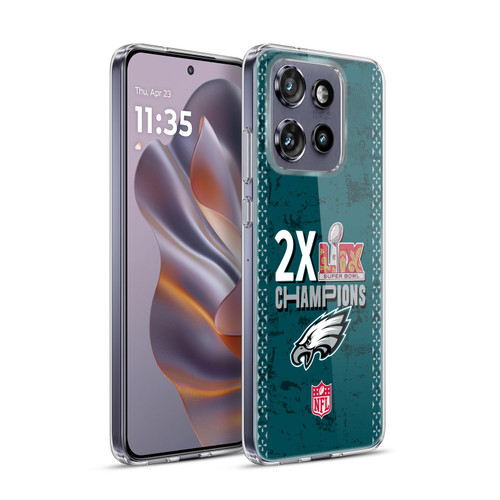 NFL 2025 Super Bowl LIX Champions Eagles 2X Champions Soft Gel Case for Motorola Edge 50 Neo