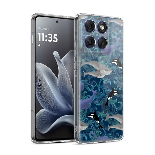 Micklyn Le Feuvre Patterns Giants in Teal Soft Gel Case for Motorola Edge 70