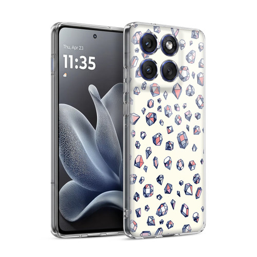 Micklyn Le Feuvre Patterns Navy and Coral Crystals Soft Gel Case for Motorola Edge 70