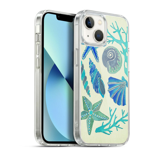 Cat Coquillette Sea Seashells Blue Soft Gel Case for Apple iPhone 13