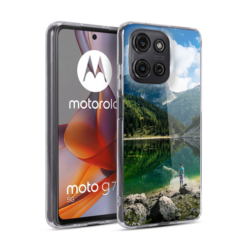 Patrik Lovrin Wanderlust Person At Mountain Lake Soft Gel Case for Motorola Moto G75