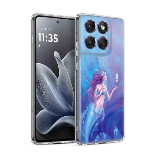 Rachel Anderson Art Blue & Pink Mermaid With Seahorse Soft Gel Case for Motorola Edge 70