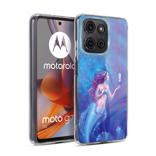 Rachel Anderson Art Blue & Pink Mermaid With Seahorse Soft Gel Case for Motorola Moto G75
