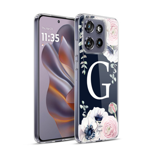 Nature Magick Floral Monogram Navy Flowers 1 Letter G Soft Gel Case for Motorola Edge 50 Neo
