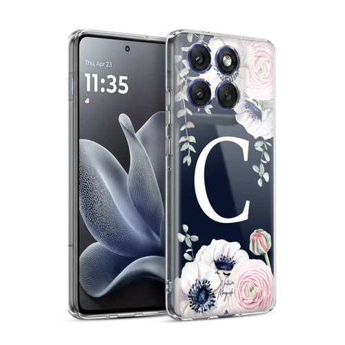 Nature Magick Floral Monogram Navy Flowers 1 Letter C Soft Gel Case for Motorola Edge 70
