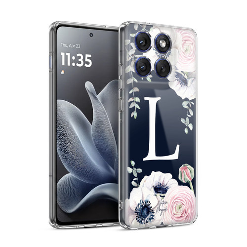 Nature Magick Floral Monogram Navy Flowers 1 Letter L Soft Gel Case for Motorola Edge 70