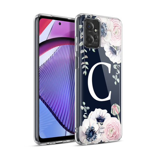 Nature Magick Floral Monogram Navy Flowers 1 Letter C Soft Gel Case for Motorola Moto G Power (2023)