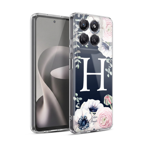Nature Magick Floral Monogram Navy Flowers 1 Letter H Soft Gel Case for Motorola Moto G37 Power