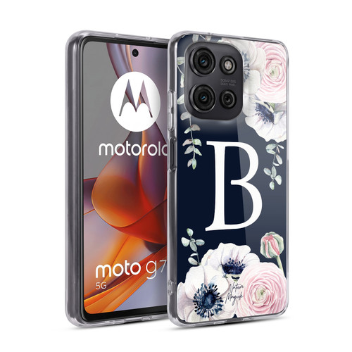Nature Magick Floral Monogram Navy Flowers 1 Letter B Soft Gel Case for Motorola Moto G75