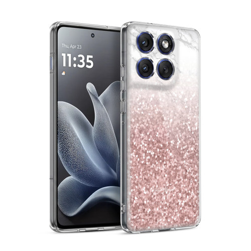 Nature Magick Marble Glitter Sparkle Pastel Pink Rose Gold Sparkles Soft Gel Case for Motorola Edge 70