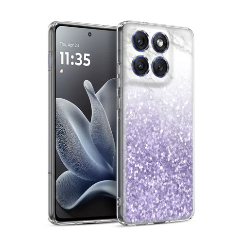 Nature Magick Marble Glitter Sparkle Pastel Ultra Violet Purple Sparkles Soft Gel Case for Motorola Edge 70