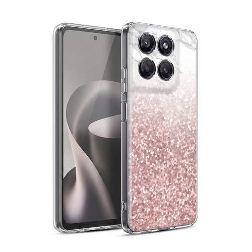Nature Magick Marble Glitter Sparkle Pastel Pink Rose Gold Sparkles Soft Gel Case for Motorola Moto G37 Power