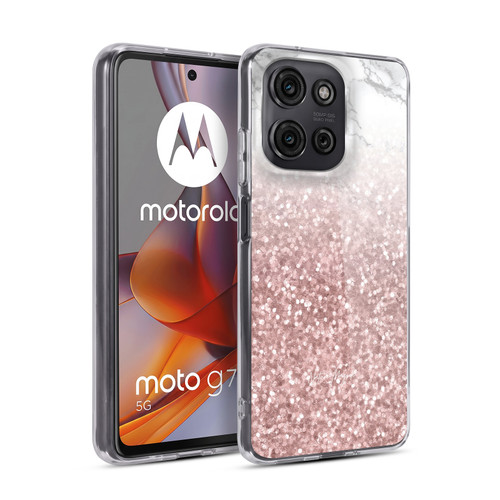 Nature Magick Marble Glitter Sparkle Pastel Pink Rose Gold Sparkles Soft Gel Case for Motorola Moto G75