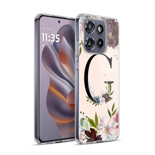 Nature Magick Rose Gold Flowers Monogram 1 Letter G Soft Gel Case for Motorola Edge 50 Neo