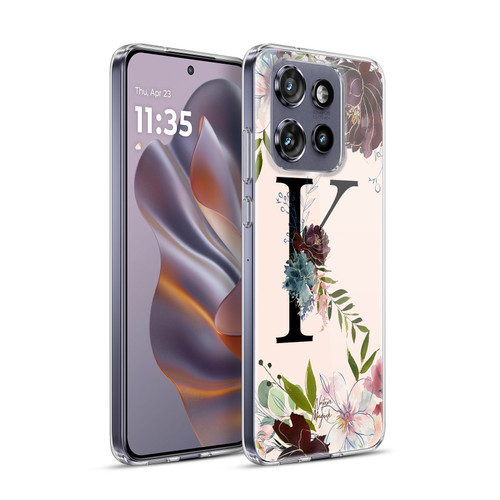 Nature Magick Rose Gold Flowers Monogram 1 Letter K Soft Gel Case for Motorola Edge 50 Neo