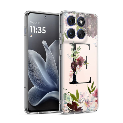Nature Magick Rose Gold Flowers Monogram 1 Letter E Soft Gel Case for Motorola Edge 70