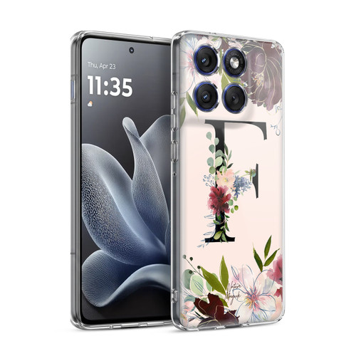 Nature Magick Rose Gold Flowers Monogram 1 Letter F Soft Gel Case for Motorola Edge 70
