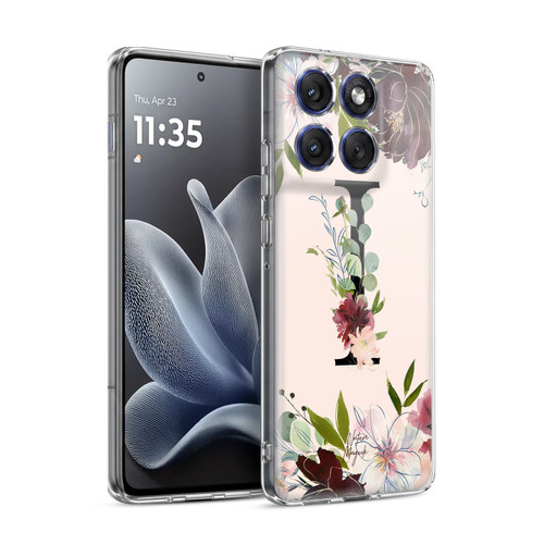 Nature Magick Rose Gold Flowers Monogram 1 Letter I Soft Gel Case for Motorola Edge 70
