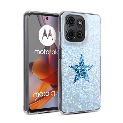 Monika Strigel Glitter Star Pastel Rainy Blue Soft Gel Case for Motorola Moto G75