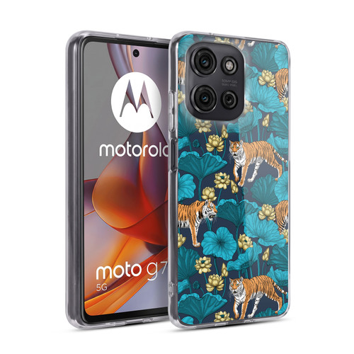 Katerina Kirilova Graphics Tigers In Lotus Pond Soft Gel Case for Motorola Moto G75