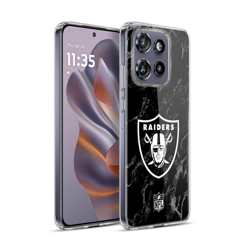 NFL Las Vegas Raiders Graphics Coloured Marble Soft Gel Case for Motorola Edge 50 Neo