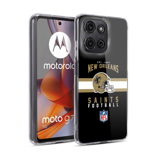 NFL New Orleans Saints Graphics Helmet Typography Soft Gel Case for Motorola Moto G75