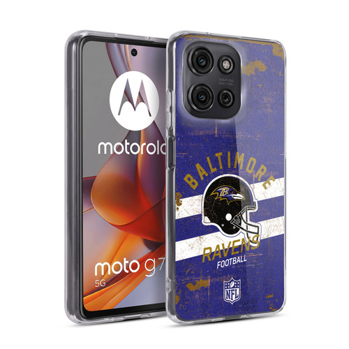NFL Baltimore Ravens Logo Art Helmet Distressed Soft Gel Case for Motorola Moto G75