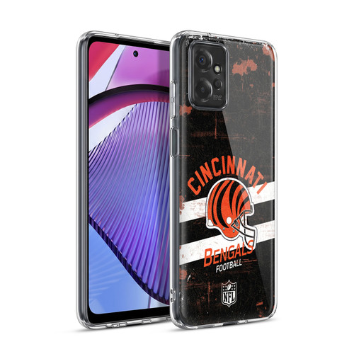NFL Cincinnati Bengals Logo Art Helmet Distressed Soft Gel Case for Motorola Moto G Power (2023)