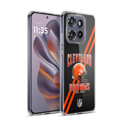 NFL Cleveland Browns Logo Art Football Stripes Soft Gel Case for Motorola Edge 50 Neo