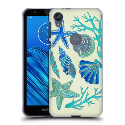 Cat Coquillette Sea Seashells Blue Soft Gel Case for Motorola Moto E6