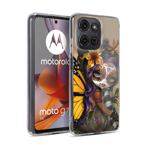 Strangeling Fairy Art Day of Dead Butterfly Soft Gel Case for Motorola Moto G75