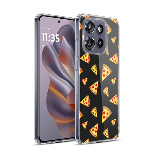 PLdesign Food Patterns Cool Fun Pizza Slices Black Soft Gel Case for Motorola Edge 50 Neo