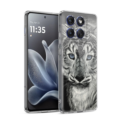 Stanley Morrison Black And White Blue Eyed Snow Leopard Cat Soft Gel Case for Motorola Edge 70