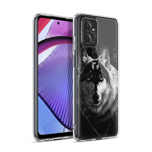 Stanley Morrison Black And White Gray Wolf With Dragon Marking Soft Gel Case for Motorola Moto G Power (2023)