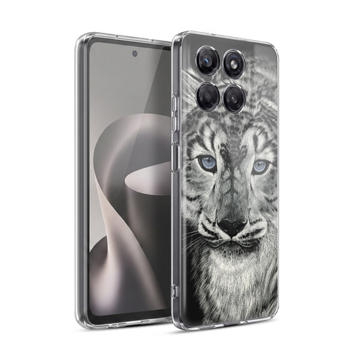 Stanley Morrison Black And White Blue Eyed Snow Leopard Cat Soft Gel Case for Motorola Moto G37 Power