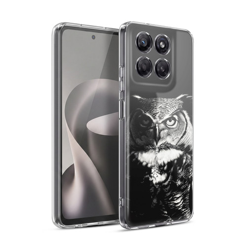 Stanley Morrison Black And White Great Horned Owl Soft Gel Case for Motorola Moto G37 Power