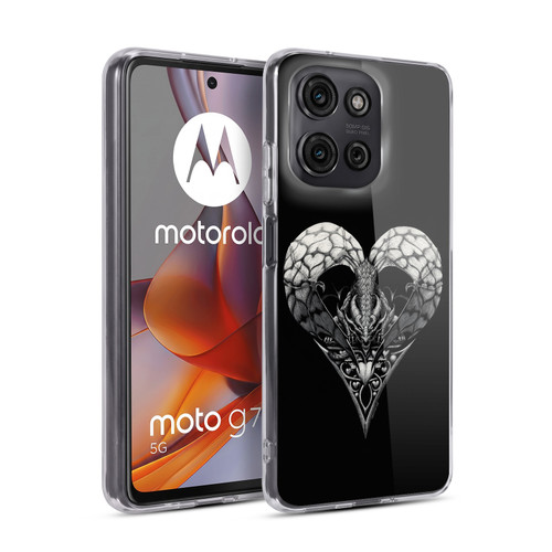 Stanley Morrison Black And White Gothic Dragon Heart Soft Gel Case for Motorola Moto G75