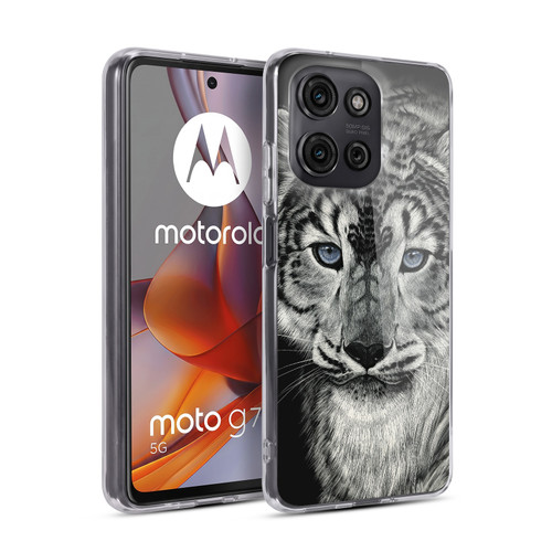 Stanley Morrison Black And White Blue Eyed Snow Leopard Cat Soft Gel Case for Motorola Moto G75