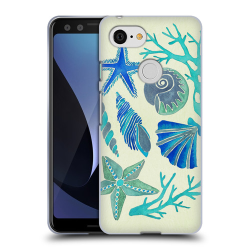 Cat Coquillette Sea Seashells Blue Soft Gel Case for Google Pixel 3
