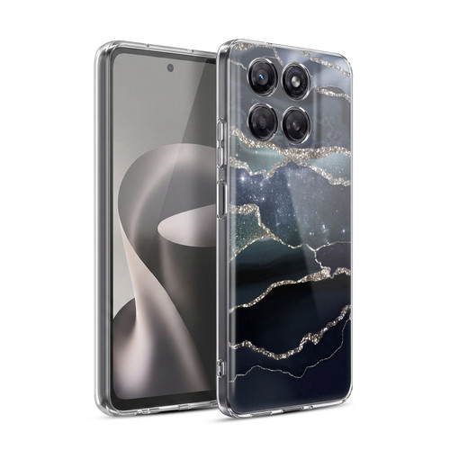 UtArt Dark Night Marble Silver Midnight Sky Soft Gel Case for Motorola Moto G37 Power