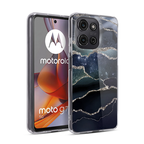 UtArt Dark Night Marble Silver Midnight Sky Soft Gel Case for Motorola Moto G75