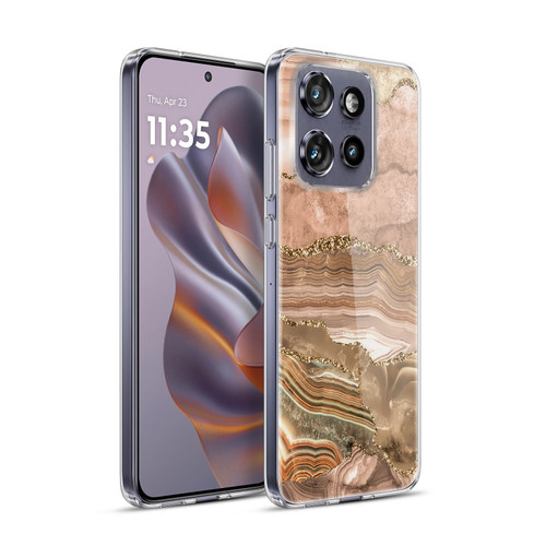 UtArt Wild Cat Marble Beige Gold Soft Gel Case for Motorola Edge 50 Neo